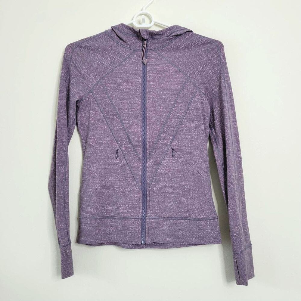Lululemon Ivivva Girl's Size 12 Full Zip Athletic Jacket Purple With Hooded